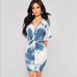 Tie dye twist front dress